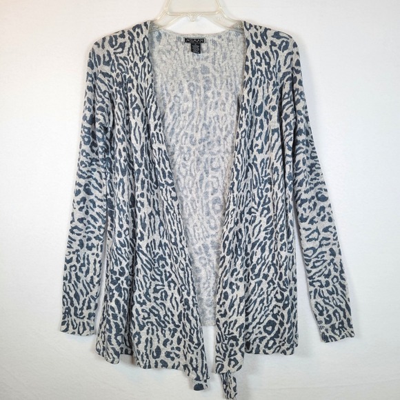 Akualani Sweaters - Akualani Womens Animal Leopard Angora Wool Cardigan Sweater Size Small Gray